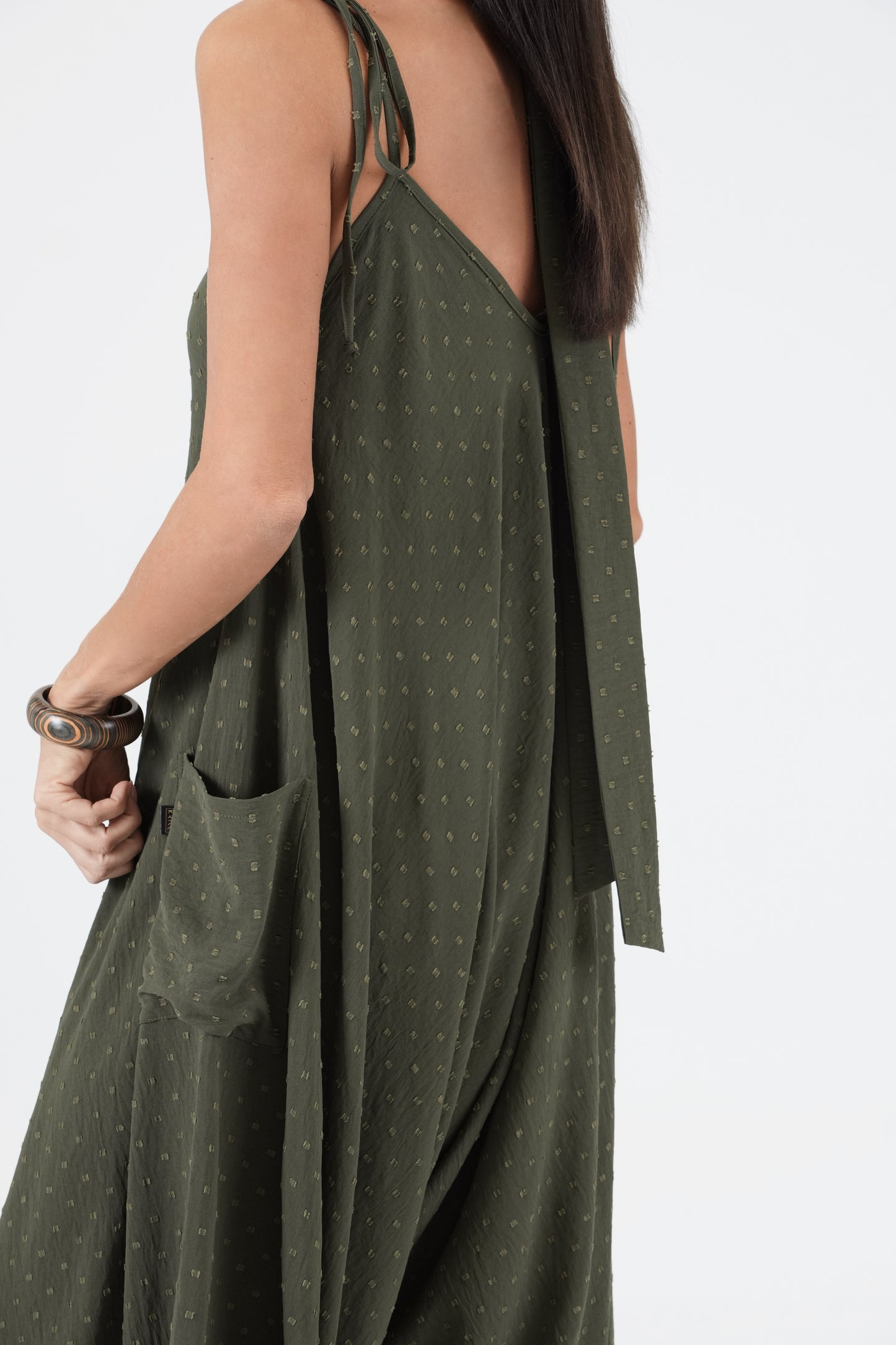 Oversize kombinezons ar kabatām, dark haki green