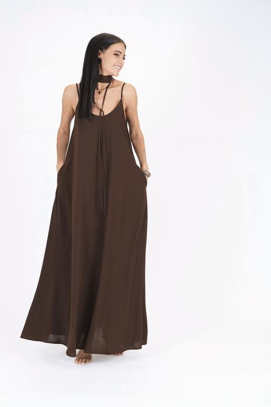 Gara A silueta kleita, chocolate brown