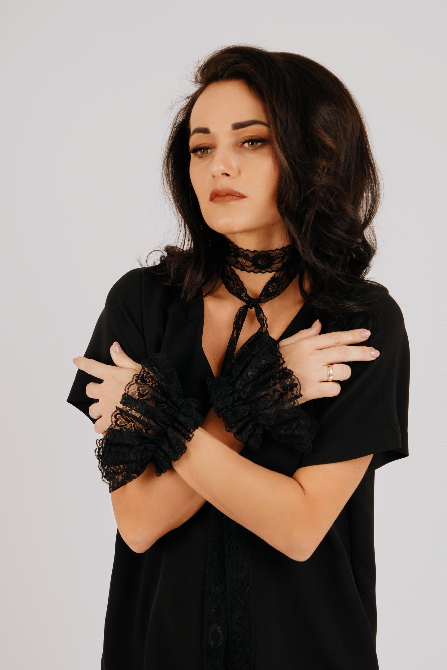 Black chunky lace cuffs
