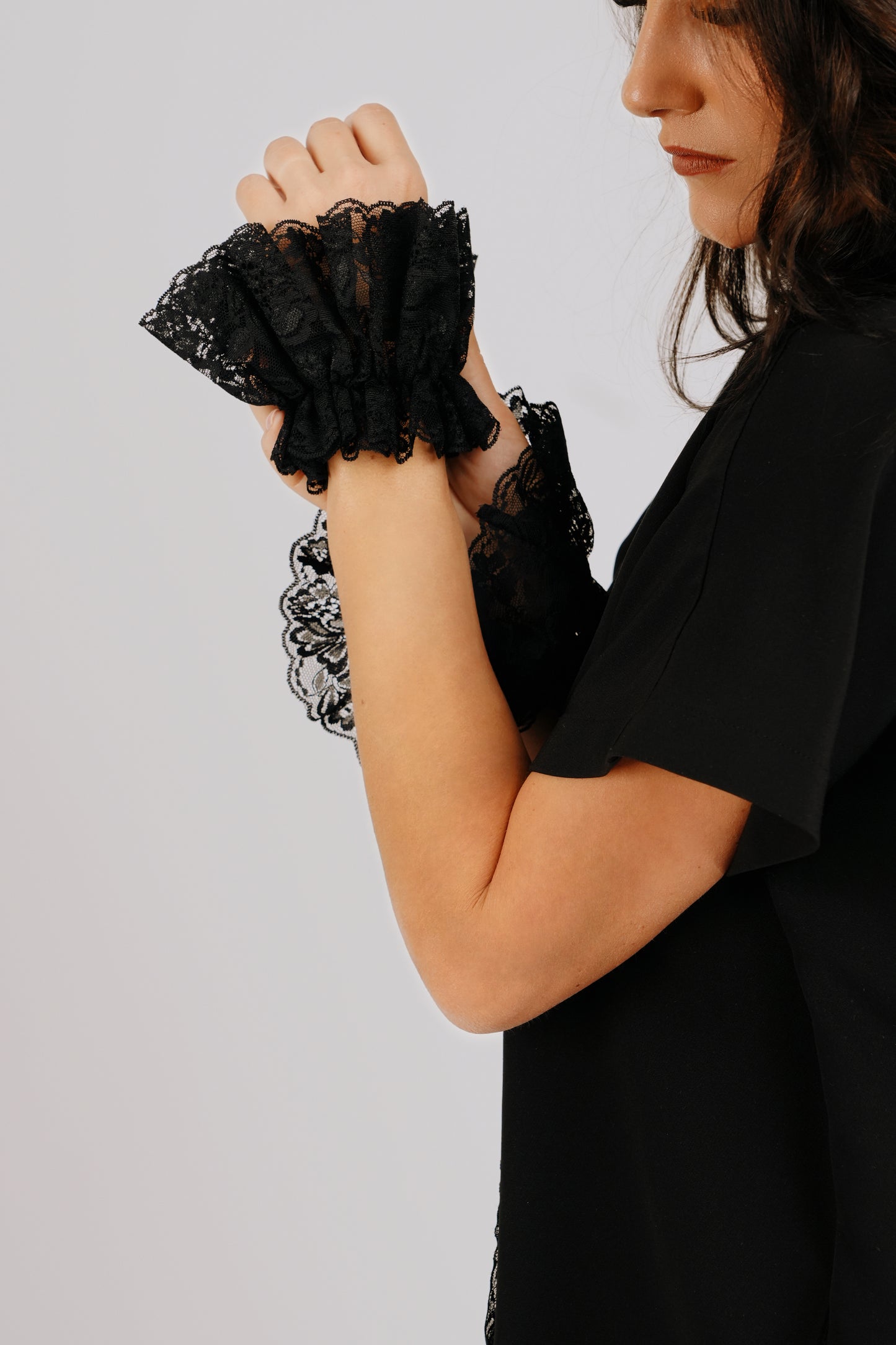 Black chunky lace cuffs