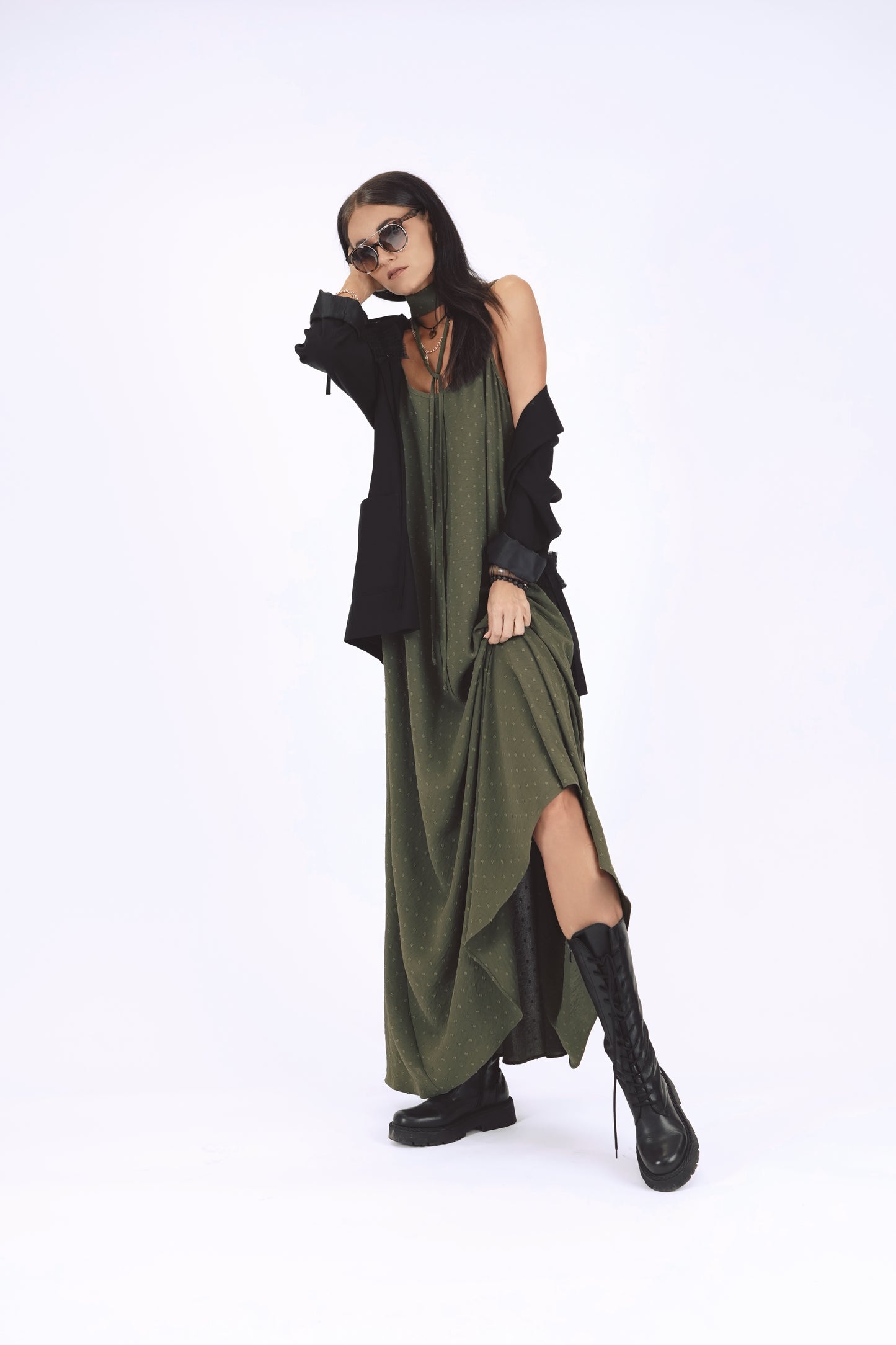 Gara A silueta kleita, dark haki green