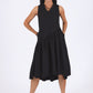 Midi kleita ar slīpu volānu, black