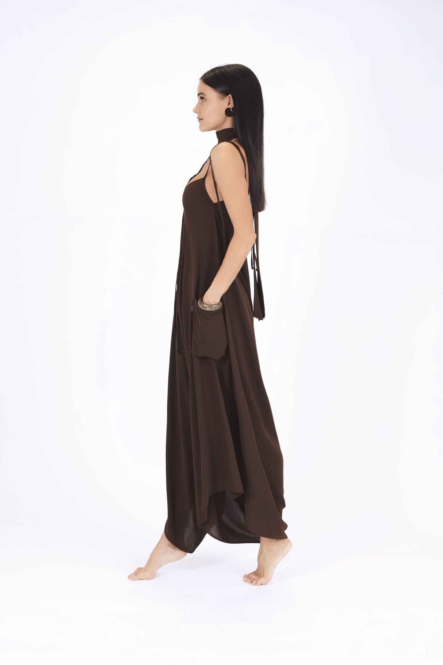 Oversize kombinezons ar kabatām, chocolate brown