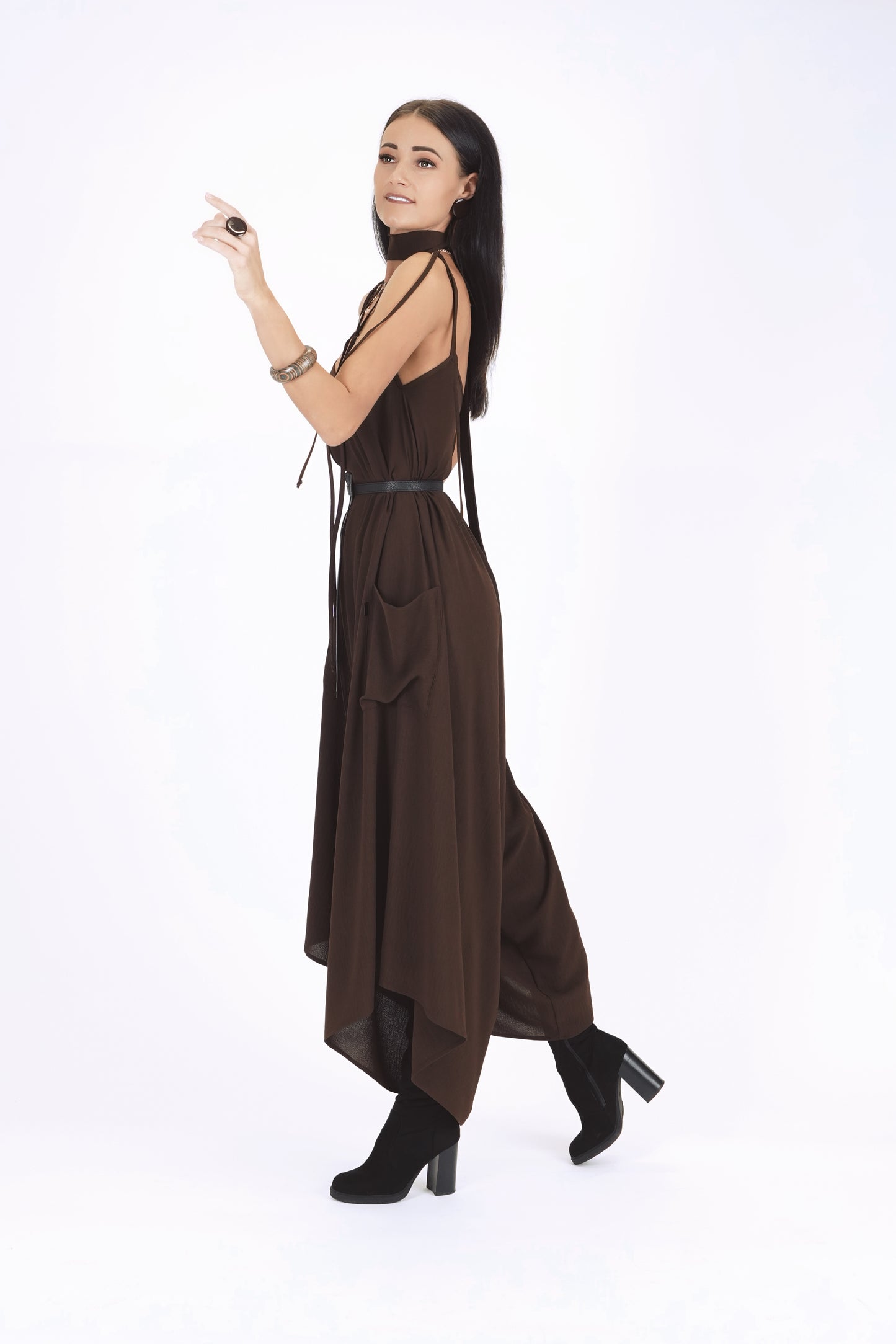 Oversize kombinezons ar kabatām, chocolate brown