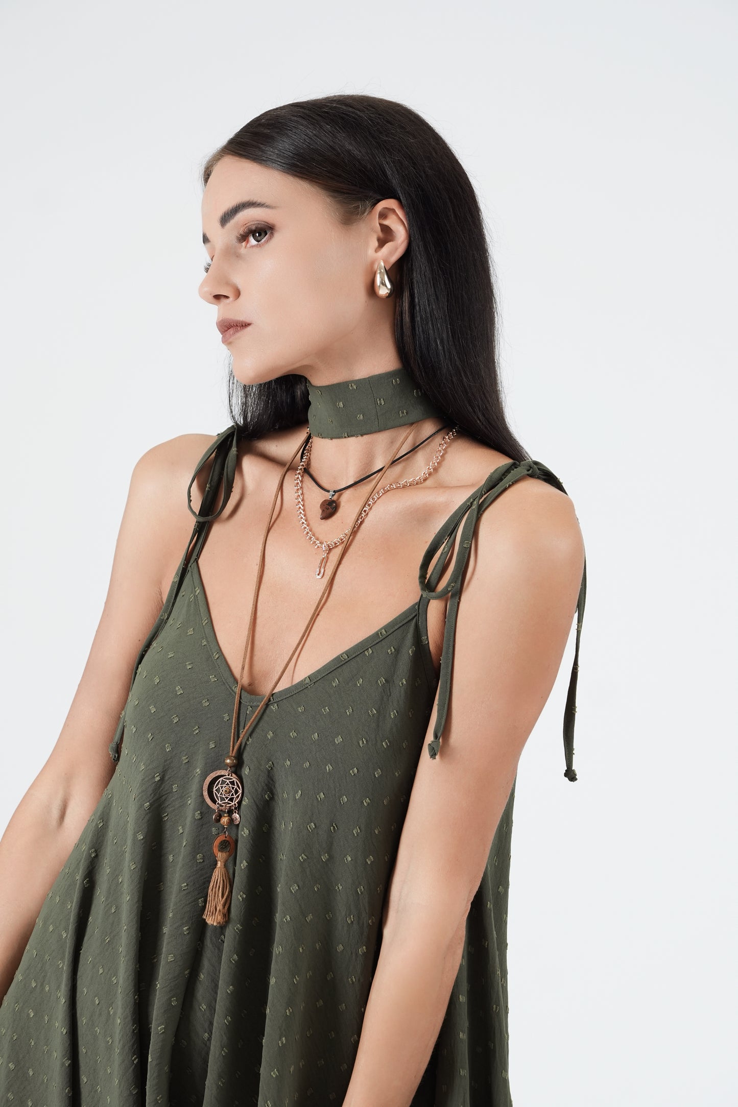 Oversize kombinezons ar kabatām, dark haki green