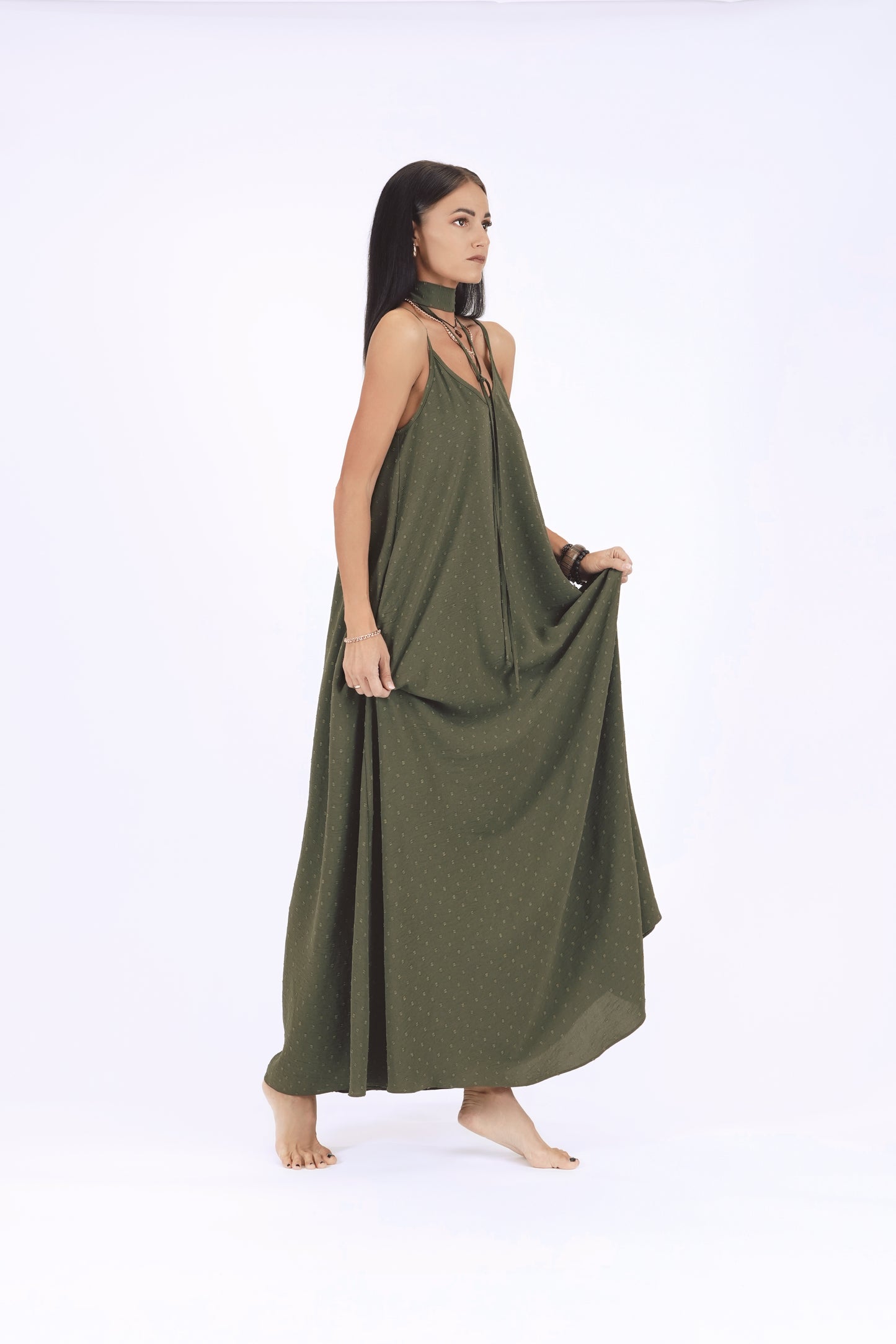 Gara A silueta kleita, dark haki green