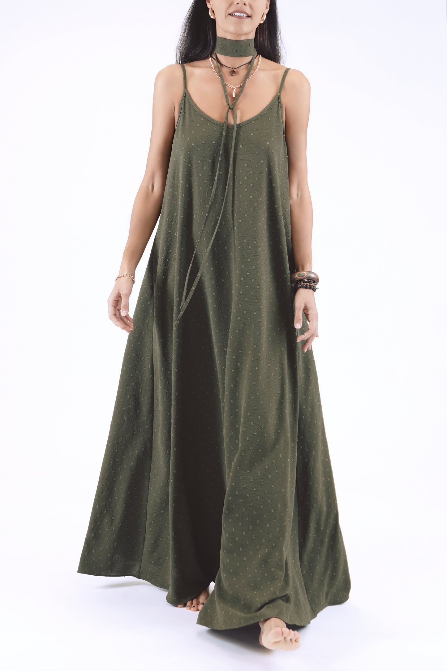 Gara A silueta kleita, dark haki green