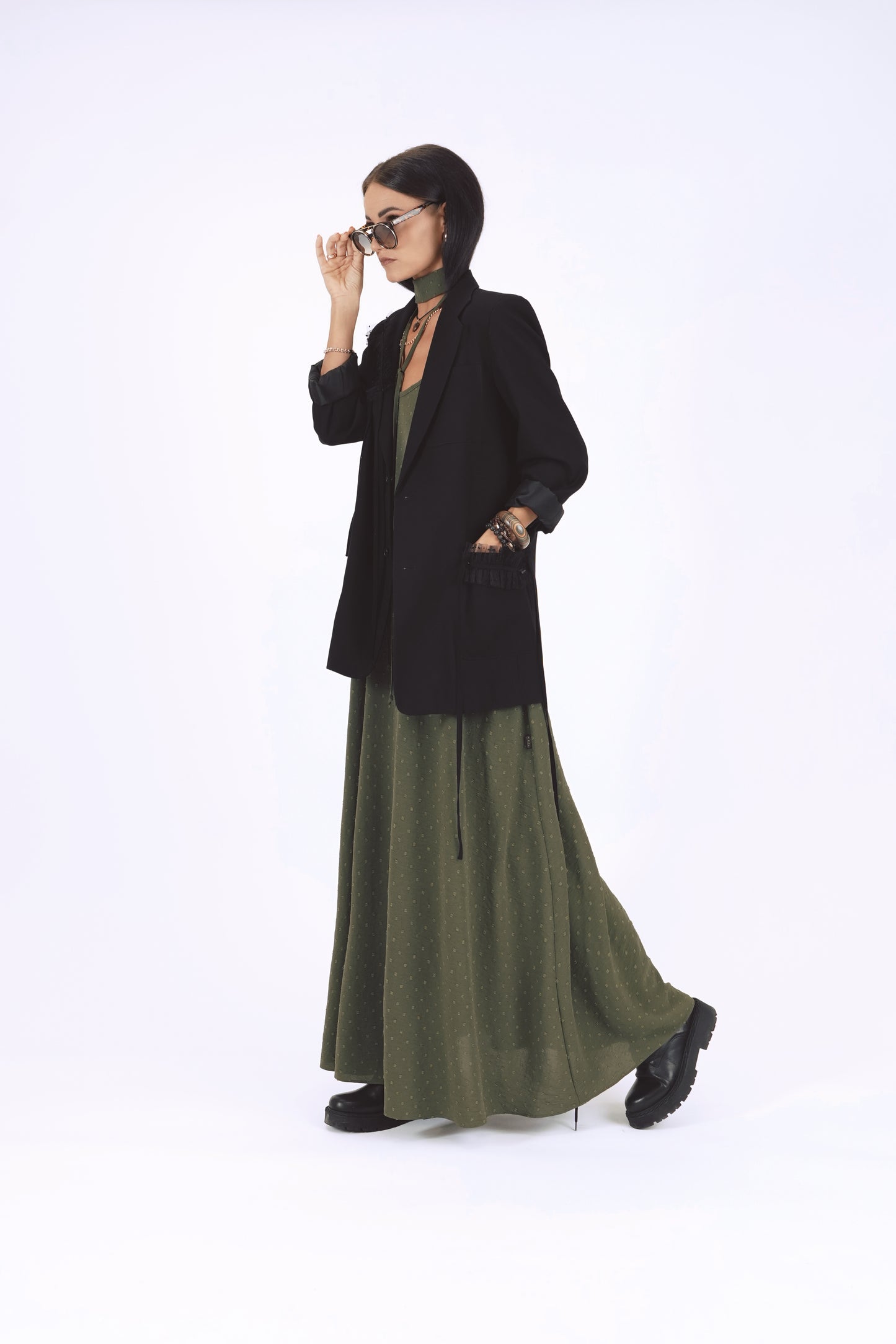 Gara A silueta kleita, dark haki green