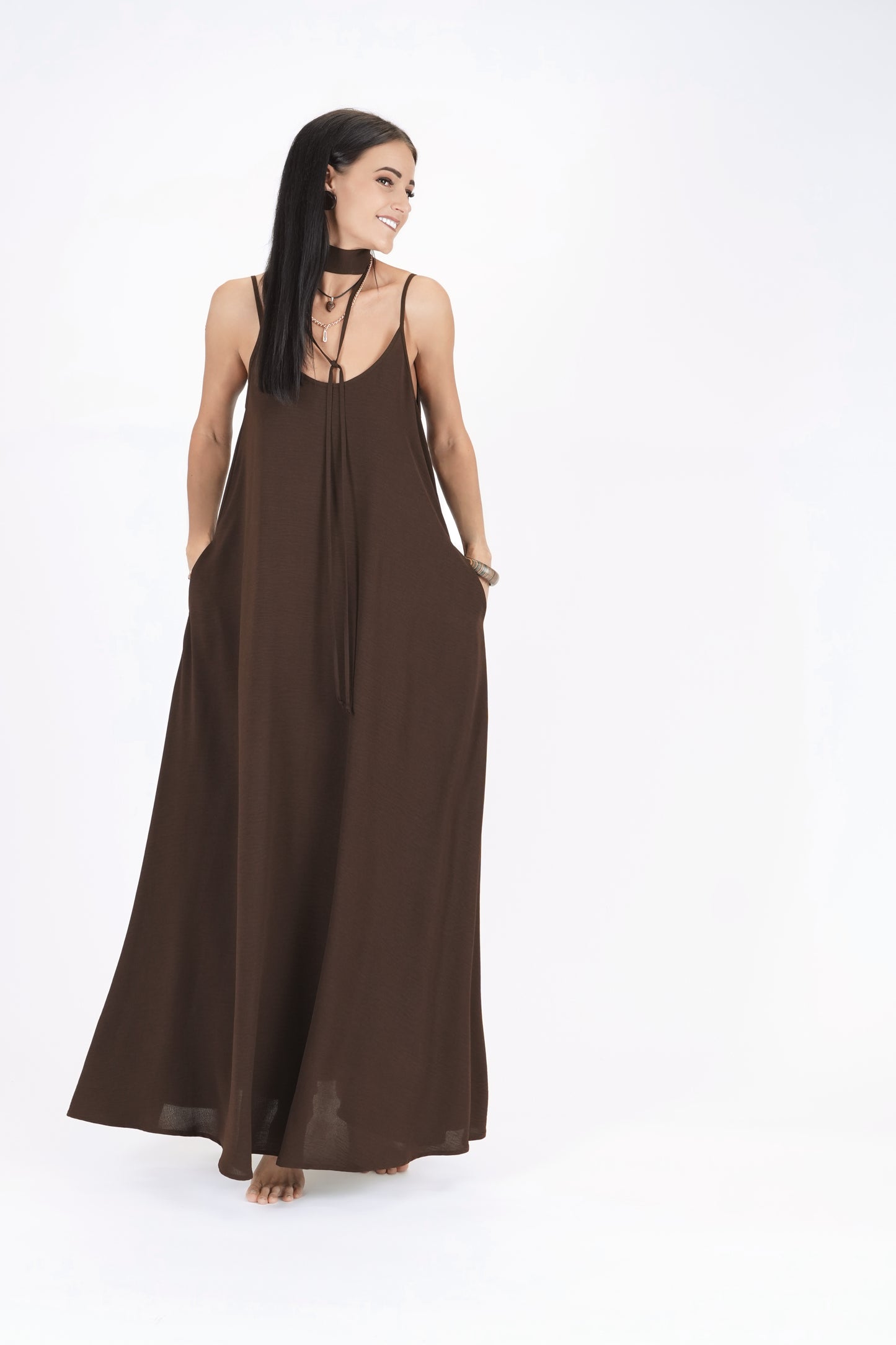 Gara A silueta kleita, chocolate brown