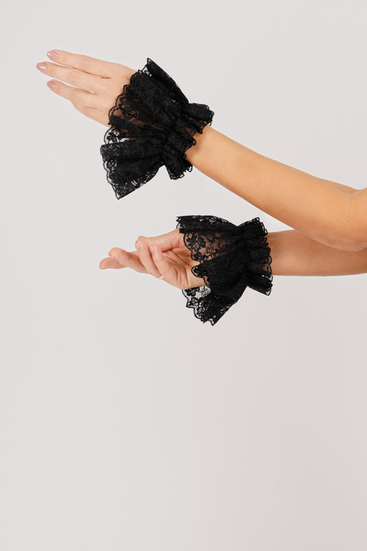 Black chunky lace cuffs